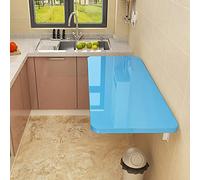 YCVAWEOD Heavy Duty Floating Wall Mounted Drop Leaf Table for Small Spaces Blue 70x40cm Ideal for Kitchen Dining Laundry Room Supports up to 70kg LWX