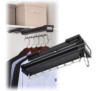 YCVAWEOD Heavy Duty Pants Rack Pull Out Clothes Hanger Rod Retractable Wardrobe Clothing Rail Push-Pull Wardrobe Clothes Rails Adjustable Pants Hanger Bar (Size : 456mm) LWX