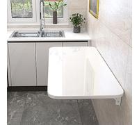 YCVAWEOD Heavy Duty Wall Mounted Folding Table with Bracket for Laundry Room Kitchen Home Bar Multifunctional Table for Office and Dining Room White (50x40cm) LWX