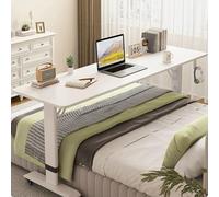 YCVAWEOD Height Adjustable Desk,Computer Desk on Wheels130cm/150cm,Side Tables for Living Room,with Headphone Hook,Solid Wood Material and Thick Carbon Steel Legs LWX