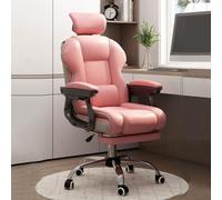 YCVAWEOD Height Adjustable Swivel Rocking Gaming Task Chair with Leather Back Support and Latex Cushion Executive Office Chair with Arms and Wheels LWX