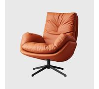 YCVAWEOD High-back Home Office Chair No Wheels Pu Leather Office Desk Chair Swivel Rocking Task Chairs With Arms Light orange-B LWX