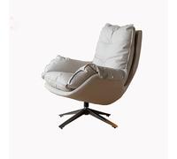 YCVAWEOD High-back Home Office Chair No Wheels, Pu Leather Office Desk Chair Swivel Rocking Task Chairs With Arms White Gray-B LWX