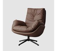 YCVAWEOD High-back Home Office Chair No Wheels Pu Leather Office Desk Chair Swivel Rocking Task Chairs With Arms coffee-B LWX