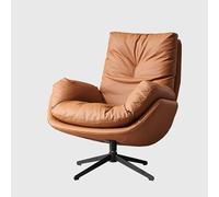YCVAWEOD High-back Home Office Chair No Wheels Pu Leather Office Desk Chair Swivel Rocking Task Chairs With Arms orange-B LWX
