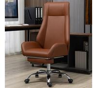 YCVAWEOD High Back Office Chair with Lumbar Support | Executive Leather Office Desk Chair for Big and Tall | Reclining Office Chair with Footrest Home Office Desk Chairs,Bruin-One Size LWX