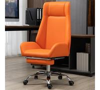 YCVAWEOD High Back Office Chair with Lumbar Support | Executive Leather Office Desk Chair for Big and Tall | Reclining Office Chair with Footrest Home Office Desk Chairs,Oranje-One Size LWX