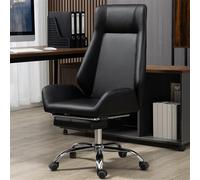 YCVAWEOD High Back Office Chair with Lumbar Support | Executive Leather Office Desk Chair for Big and Tall | Reclining Office Chair with Footrest Home Office Desk Chairs,Black-One Size LWX