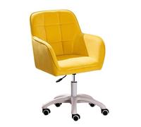 YCVAWEOD Home Office Chair Swivel Computer Desk Task Chairs Adjustable Height with Velvet Cushion Steel Foot Stand and Mute Caster Swivel Chairs for Bedroom(Yellow) LWX