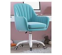 YCVAWEOD Home Office Chair Swivel Velvet Desk Chair, Study Seat Computer Task Stool Rolling Adjustable Mid Back Task Chair for Living Room,enameled White,Pale Blue LWX