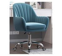 YCVAWEOD Home Office Chair Swivel Velvet Desk Chair, Study Seat Computer Task Stool Rolling Adjustable Mid Back Task Chair for Living Room,Silver Plating,Dark Blue LWX