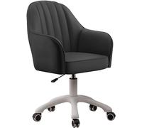 YCVAWEOD Home Office Desk Chair Office Chair, PU Leather Swivel Desk Chairs for Home Office with Arms for Computer Desk Vanity,Black LWX