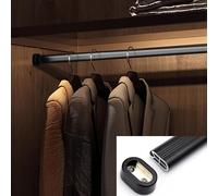 YCVAWEOD Industrial Clothes Hanger Rod Wall Mount Black Metal Wardrobe Bar for Closet 70cm Long Adjustable Hanging Rail for Cloakrooms LWX