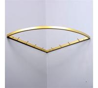 YCVAWEOD Industrial Corner Hanging Bar, Wall-Mounted Pipe Garment Rack, Heavy-Duty Space-Saving Clothing Hanger, 60x60cm Gold Corner Rod for Stylish Storage LWX