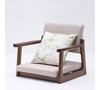 YCVAWEOD Japanese Style Solid Wood Floor Chair with Armrest and Backrest Comfortable Cushion Low Seat Chair for Bay Window Office and Home LWX
