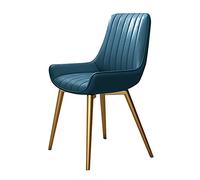 YCVAWEOD Kitchen Dining Room Furniture Chairs Kitchen Dining Chairs Modern Metal Legs Upholstered Accent Chairs Artificial Leather Soft Seat and Backrest for Office Dining,Blue-Golden leg LWX