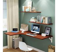 YCVAWEOD L Shaped Wall Mounted Computer Desk with Fold Down Floating Table,Wall Mounted Table Corner Folding Computer Desk,Space Saving, Space Saving with Metal Folding Stand LWX