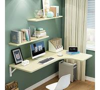 YCVAWEOD L Shaped Wall Mounted Computer Desk with Fold Down Floating Table,Wall Mounted Table Corner Folding Computer Desk,Space Saving, Space Saving with Metal Folding Stand LWX