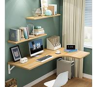 YCVAWEOD L Shaped Wall Mounted Computer Desk with Fold Down Floating Table,Wall Mounted Table Corner Folding Computer Desk,Space Saving, Space Saving with Metal Folding Stand LWX
