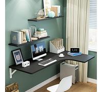 YCVAWEOD L Shaped Wall Mounted Computer Desk with Fold Down Floating Table,Wall Mounted Table Corner Folding Computer Desk,Space Saving, Space Saving with Metal Folding Stand LWX