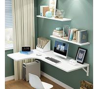 YCVAWEOD L Shaped Wall Mounted Computer Desk with Fold Down Floating Table,Wall Mounted Table Corner Folding Computer Desk,Space Saving, Space Saving with Metal Folding Stand LWX