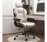 YCVAWEOD Leather Office Chair with Adjustable Height Swivel Arms Wheels Back Support Executive Design Latex Cushion Ideal for Adults Gaming Task and Rocking LWX