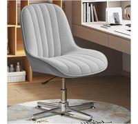 YCVAWEOD Legged Office Chair Armless Office Desk Chair No Wheels High Back Swivel Task Chairs Height Adjustment Computer Chair(/Light Gray) LWX
