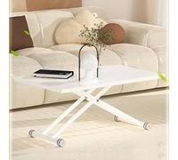 YCVAWEOD Lift Top Coffee Table, Height Adjustable Folding Table with Wooden Tabletop, Sturdy Cross Metal Legs,lockable wheel LWX