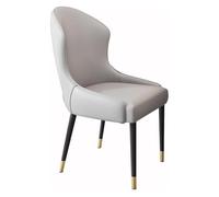 YCVAWEOD Light Grey & Brown Artificial Leather Dining Chair - Versatile Kitchen, Living Room, Bedroom, Balcony, Makeup & Dressing Table Chair - Comfortable Seating for Home & Office LWX
