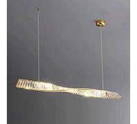 YCVAWEOD Linear Crystal Pendant Lamp, Electroplated Metal Hanging Light, Modern LED, Spiral Dining Room Suspension Lamps, Long Strip Drop Lights for Kitchen Island, Living Room LWX