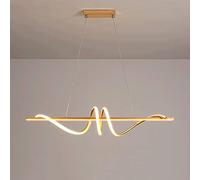 YCVAWEOD Linear Kitchen Island Pendant Lights, Simple Spiral Strip Hanging Lamp, Modern Led 3 Color Pattern Atmosphere Light, Creative Dining Table Above Ceiling Long Suspension L-Gold-120CM LWX