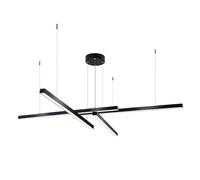 YCVAWEOD Linear Long Strip Pendant Light, Rectangular Metal Hanging Lamp with Acrylic Shade, DIY Design, Modern LED Suspension Lamps - 4000K, Black Dining Room Drop Lights LWX