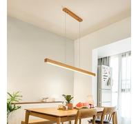YCVAWEOD Linear Pendant Lamp with Remote Control, LED Dining Table Wood Dimmable, Design Lamp, Chandelier for Room Kitchen Office (Wood, 120cm) LWX