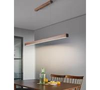 YCVAWEOD Linear Pendant Lamp with Remote Control, LED Dining Table Wood Dimmable, Design Lamp, Chandelier for Room Kitchen Office (Wood-1, 60cm) LWX
