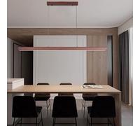 YCVAWEOD Linear Pendant Lamp with Remote Control, LED Dining Table Wood Dimmable, Design Lamp, Chandelier for Room Kitchen Office (Wood-1, 120cm) LWX