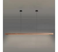 YCVAWEOD Long Linear Pendant Light, Strip Walnut Suspension Lamps, Woo Dining Room Hanging Lamp With Acrylic Shades, Modern Led Ceiling Lights - 24W, Kitchen Island-neutral light LWX