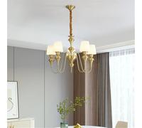 YCVAWEOD Luxury Brass Chandelier - LED Retro Pendant Lamp for Living Room, Restaurant, Bedroom, Study, Villa, Hotel, Cafe - Creative 5-Light Fixture (Gold Finish) LWX