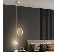 YCVAWEOD Luxury Modern All-Copper LED Pendant Light - Postmodern Double-Head Chaner for Living Room, Bedroom, Villa Decor - Stylish Hanging Lighting Fixture LWX