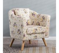 YCVAWEOD Mid Century Modern Accent Chair,Fabric Chairs for Living Room Upholstered Armchair With Pillow for Bedroom,Apartment,Studio,Office,Waiting Room purple flowers LWX