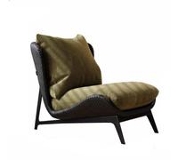 YCVAWEOD Mid-Century Modern Accent Chair, Soft Flannel Sofa Lounge Chair Reading Chair With Metal Leg for Living Room Bedroom Office brown LWX