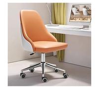 YCVAWEOD Mid Century Modern Desk Chair - Adjustable Height Leather Swivel Rolling Executive Chair with Wheels for Home Office & Computer - Stylish Orange LWX