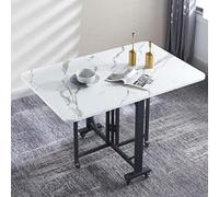 YCVAWEOD Mobile Folding Dining Table, Butterfly Dining Set, Space Saving Folding Dining Table, for 4-8 People, Dining Room Table with Metal Frame and Solid MDF Wood Board (Color LWX