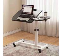 YCVAWEOD Mobile Over Bed Desk with Wheels, Folding Bedside Table for Home & Hospital Use, Adjustable Height Computer Desk for Bedroom, Space-Saving Bed Desk (A) LWX