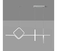 YCVAWEOD Modern 40W LED Linear Pendant Light - White Metal Chandelier for Kitchen Island, Minimalist Dining Room Hanging Drop Lamp, Decorative Ceiling Lighting Fixture LWX