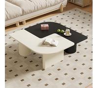 YCVAWEOD Modern Black and White Coffee Table, Square Wood Center Table, 39x39x40cm, for Living Room Office Lounge Hall LWX