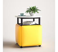 YCVAWEOD Modern Cube Seating Set with Swivel Casters & Coffee Table Stackable Ottoman Chair for Living Room & Home Office LWX