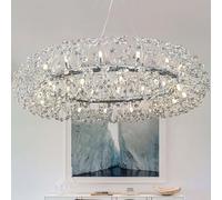 YCVAWEOD Modern Dandelion Crystal Chandelier - 28 Lights with G9 LED Bulbs Elegant Lighting for Master Bedrooms Living Rooms and Farmhouses Silver Finish LWX
