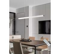 YCVAWEOD Modern Dimmable LED Hanging Lamp with Remote Control - Adjustable Height Linear Pendant Light for Dining Room, Kitchen Island, Office Chandelier (White, 100cm) LWX