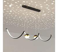 YCVAWEOD Modern Dimmable LED Hanging Lights, Metal Linear Pendant Light with Glass Ball Lighting Fixtures, Kitchen Island Strip Suspension Lamp, Living Room s L：39.4" - 30W LWX