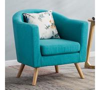 YCVAWEOD Modern Fabric Accent Chair Upholstered Arm Chair for Living Room Bedroom Single Sofa Chair With Pillow for Bedroom,Apartment,Studio,Office,Waiting Room Blue LWX